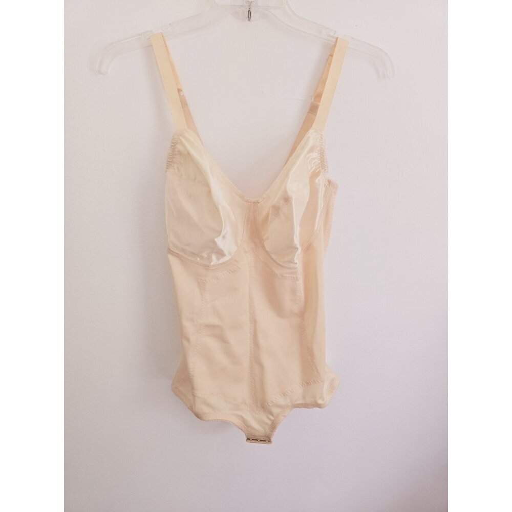 Rago Body Briefer Beige Silky One Piece Bodysuit Wireless Shapewear 38DD